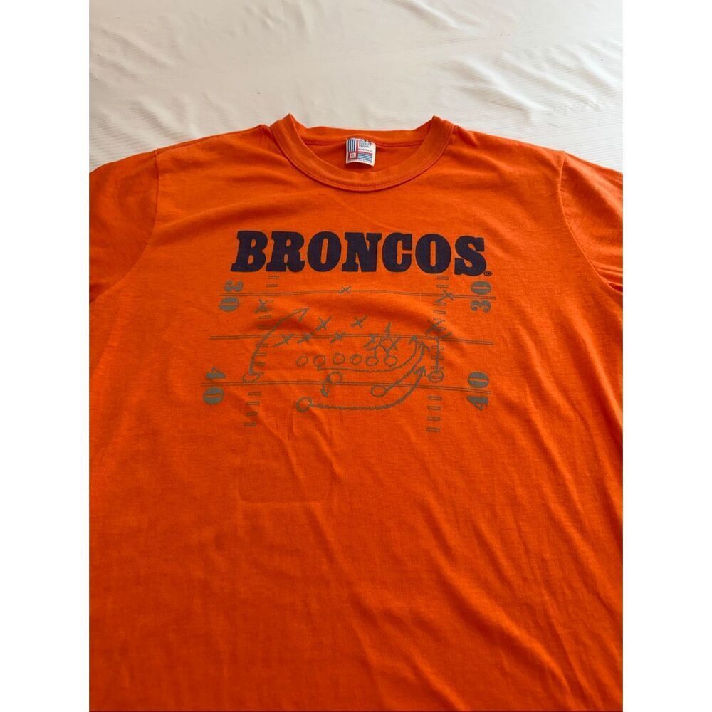 Broncos Vintage Orange Single Stitch T-Shirt By Garan Size XL